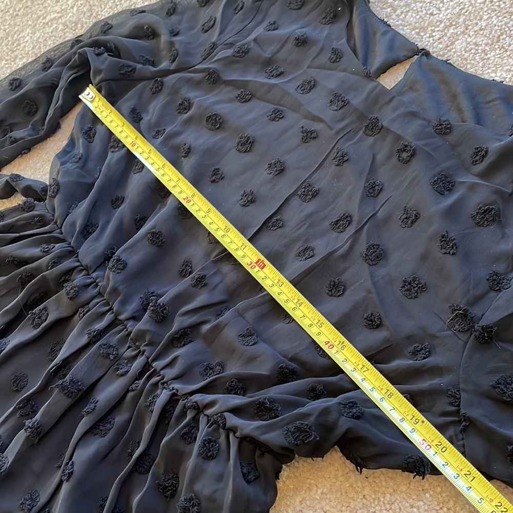 LARGE NWT! Long Sleeves Round Neck  Swiss Dot High Waist Chiffon Casual … - Picture 7 of 13